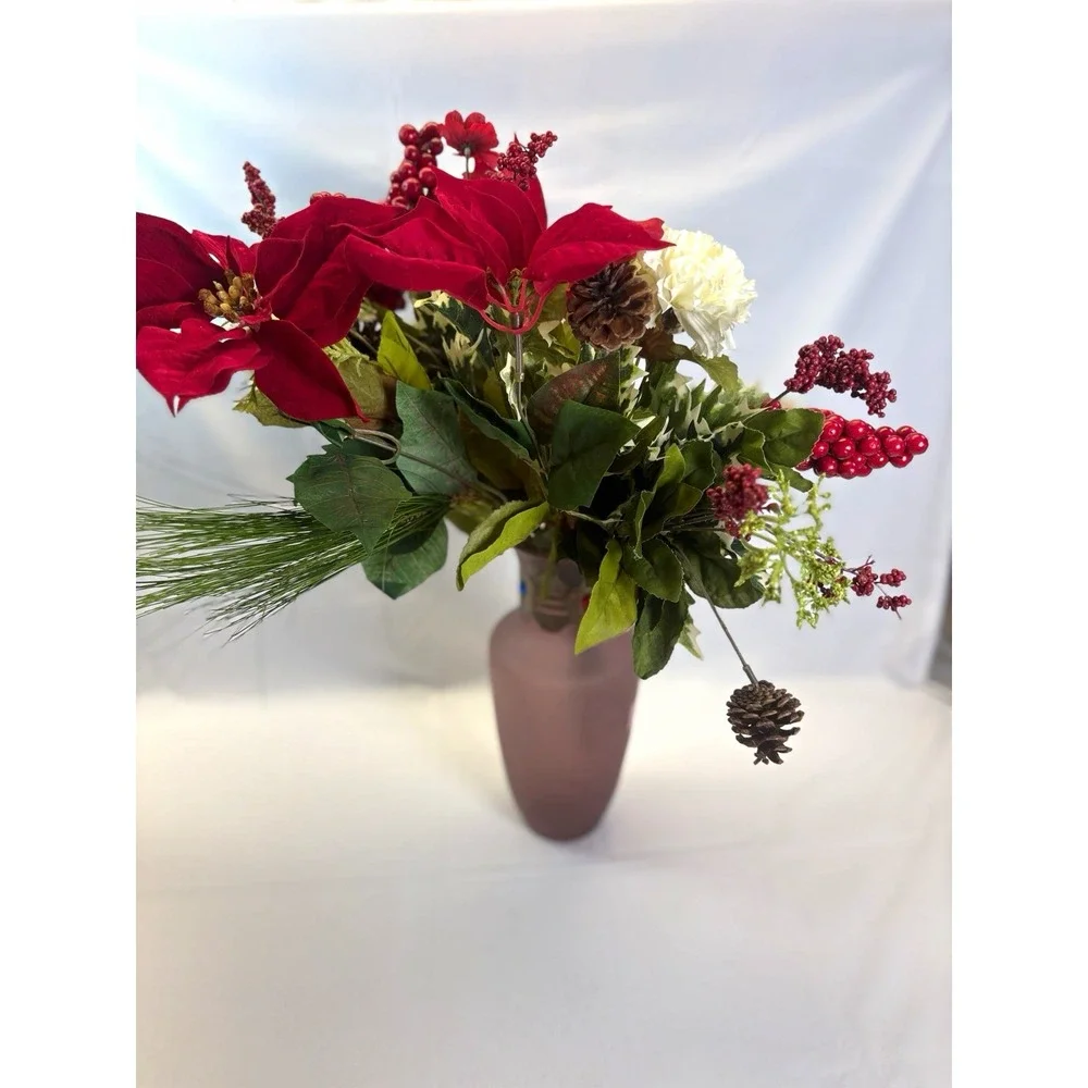 Decroative Plastic Flowers Holiday Christmas Decoration Vase Not Included SR-506